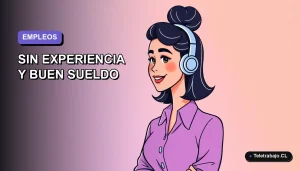 Ilustración vectorial plana de una mujer profesional trabajando de forma remota, con un fondo degradado suave y espacio negativo.