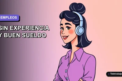 Ilustración vectorial plana de una mujer profesional trabajando de forma remota, con un fondo degradado suave y espacio negativo.