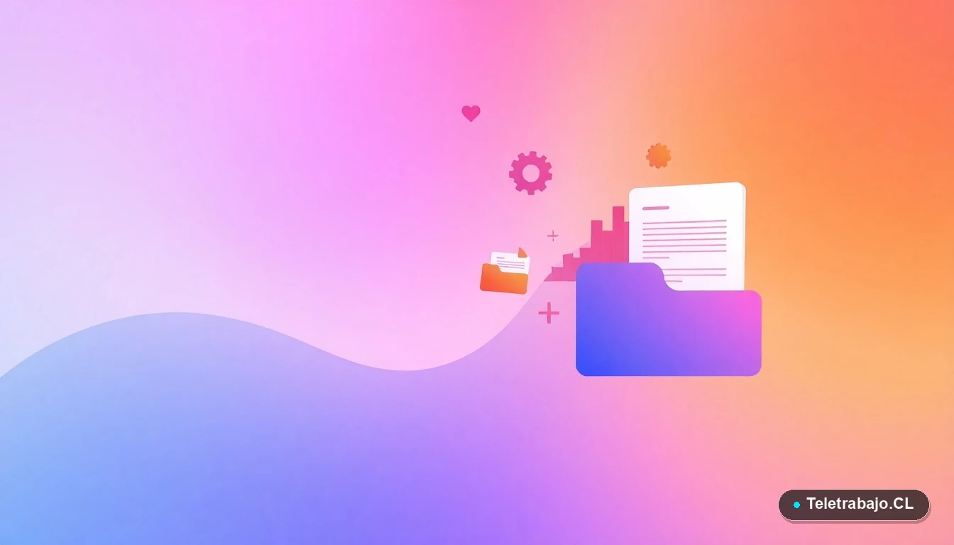 Composición abstracta de interfaz de usuario tecnológica con gráficos y iconos flotantes, en estilo vectorial plano, sobre un fondo degradado de colores fríos.