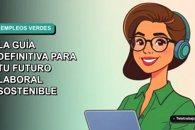 Ilustración vectorial plana de una mujer profesional chilena sonriente, con blusa verde, en un fondo con degradado suave. Representa el futuro de los trabajos sostenibles en Chile.