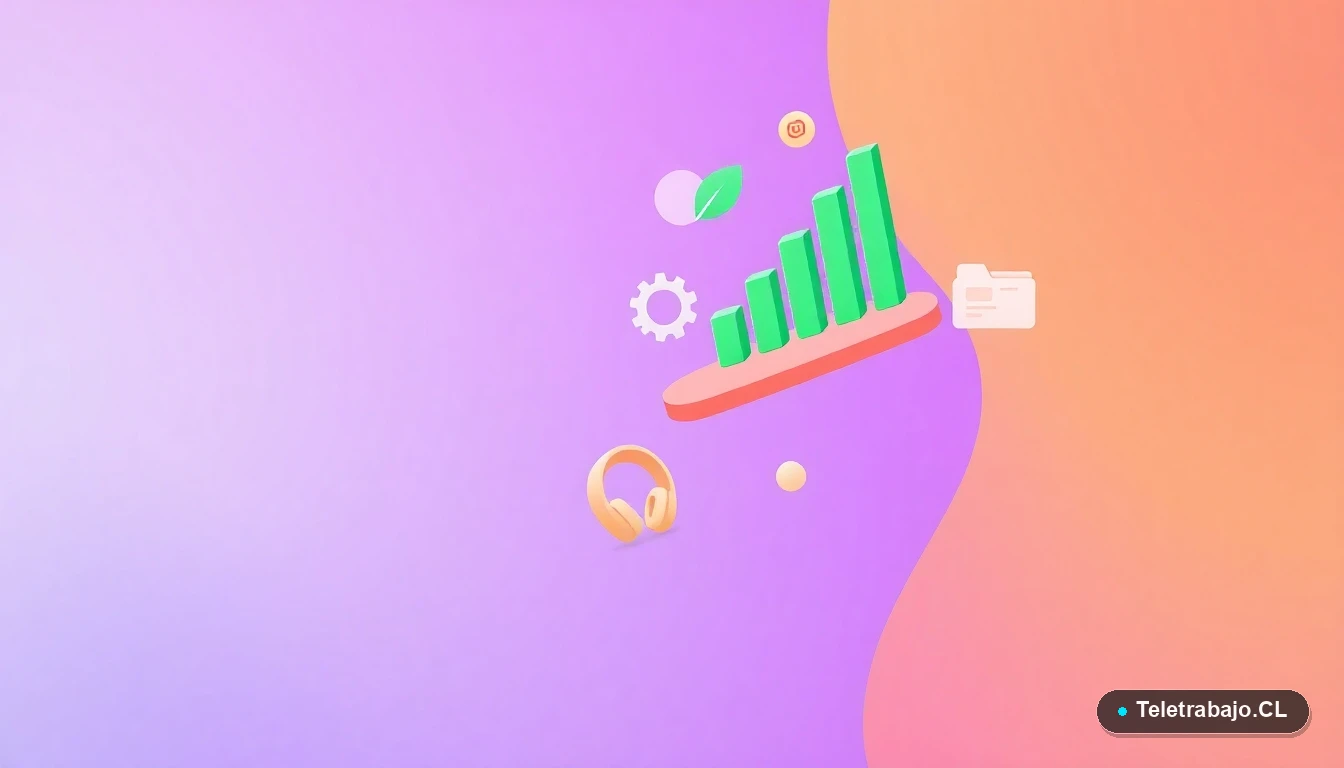 Elementos de interfaz de usuario abstractos y modernos que simbolizan el análisis de datos, la innovación y la gestión de proyectos verdes en Chile, con gráficos y iconos flotantes.