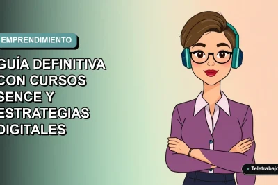 Ilustración plana de mujer emprendedora chilena trabajando desde casa con laptop, fondo degradado suave, estilo Corporativo Memphis.