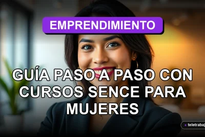 Mujer emprendedora en Chile sonriendo con confianza, fondo de oficina moderna desenfocado, concepto de cursos SENCE y apoyo a mujeres 2026