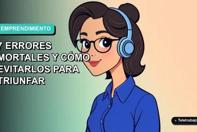 Ilustración plana corporativa de una mujer emprendedora chilena con blusa azul, sobre fondo degradado verde azulado. Espacio negativo a la izquierda.