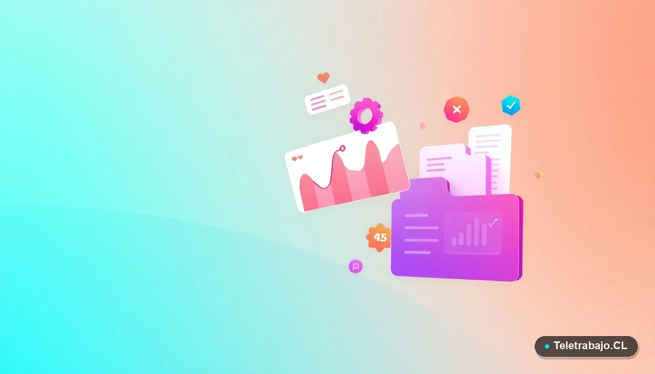 Composición abstracta de interfaz de usuario con gráficos flotantes y engranajes estilizados, sobre fondo degradado verde menta, concepto de tecnología y planificación para emprendedores.