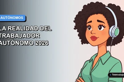 Ilustración vectorial plana de una trabajadora autónoma chilena con expresión pensativa, fondo degradado azul y gris, estilo Corporate Memphis.