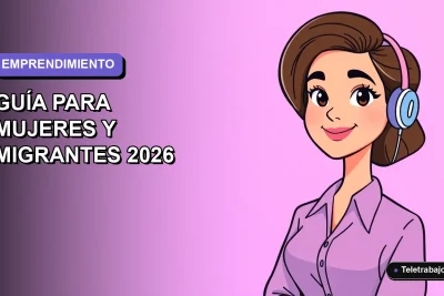 Ilustración plana corporativa de una mujer emprendedora en Chile, estilo moderno, con fondo degradado lavanda.