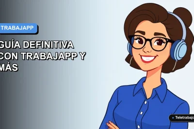 Ilustración plana vectorial de una mujer profesional con blusa azul y lentes, sonriendo, sobre un fondo degradado suave azul y gris. Espacio negativo a la izquierda.