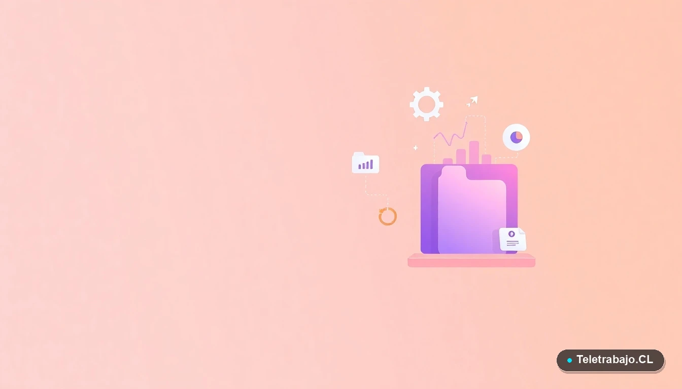 Elementos de interfaz de usuario abstractos y modernos que representan datos, procesos y organización para la búsqueda de empleo.
