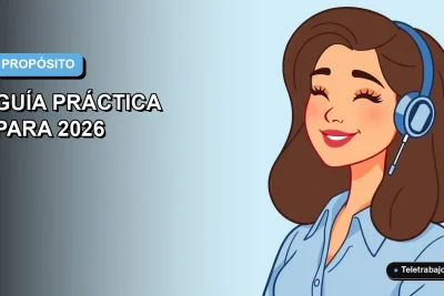 Ilustración vectorial plana de una mujer profesional chilena con blusa azul y sonrisa amable, sobre fondo degradado azul claro, representando la búsqueda de propósito en el trabajo.