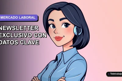 Ilustración plana corporativa de una mujer profesional chilena con blusa azul y corte de pelo bob, sobre fondo degradado lavanda, representando el análisis del mercado laboral futuro.