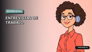 Ilustración vectorial plana moderna de una mujer profesional chilena en estilo Corporate Memphis, sobre un fondo degradado suave, representando las tendencias de entrevistas laborales para 2026.