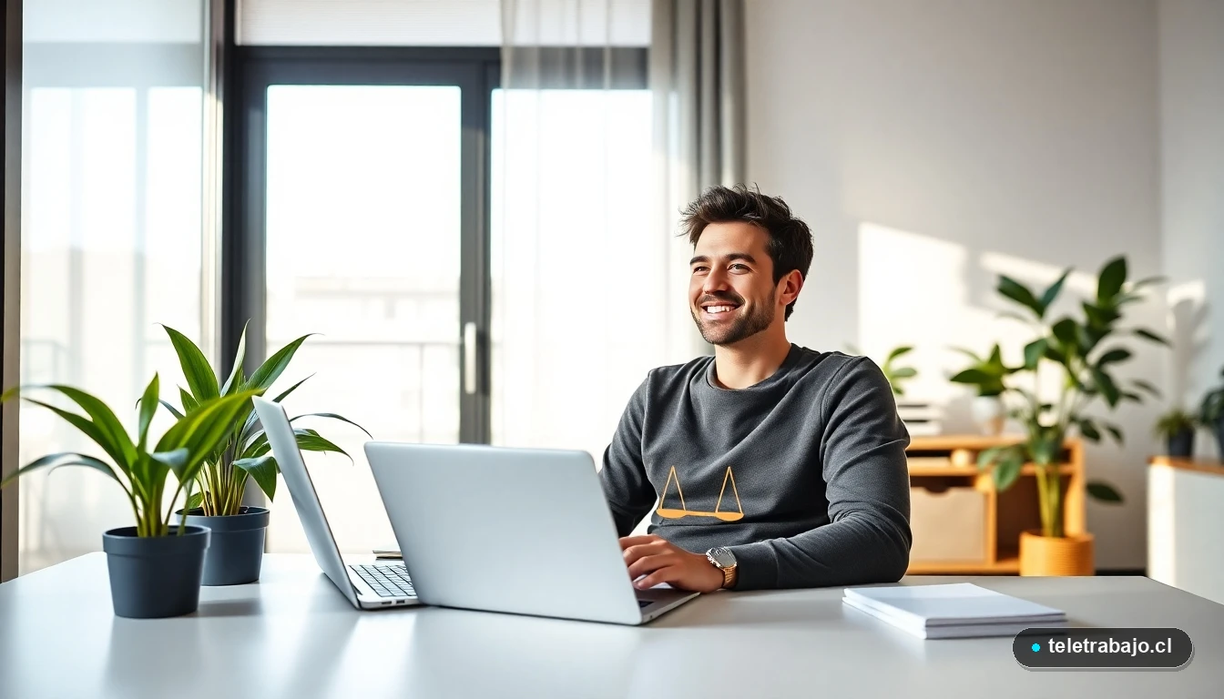 Mujer chilena trabajando en un home office organizado, representando el equilibrio entre vida personal y profesional