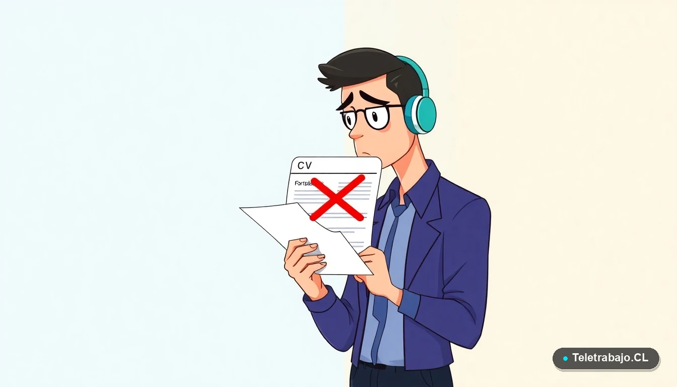Persona frustrada revisando errores en la sección de fortalezas de su currículum vitae