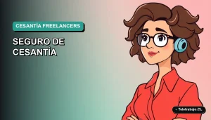 Ilustración vectorial plana de estilo premium que representa a un trabajador freelance chileno analizando conceptos de seguro de cesantía, con fondo degradado moderno.