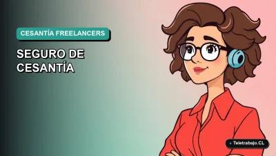 Ilustración vectorial plana de estilo premium que representa a un trabajador freelance chileno analizando conceptos de seguro de cesantía, con fondo degradado moderno.