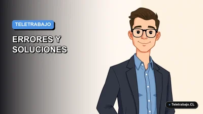 Ilustración vectorial plana de estilo premium que representa a un trabajador masculino en teletrabajo, sobre un fondo de gradiente azul, para un artículo sobre la ley de teletrabajo en Chile.