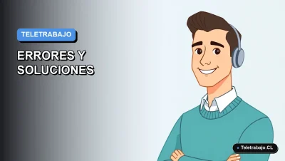 Ilustración vectorial plana de estilo moderno que representa a un trabajador remoto masculino en Chile, con un fondo de gradiente azul, para un artículo sobre los errores comunes en el teletrabajo según la ley.