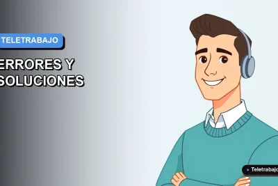 Ilustración vectorial plana de estilo moderno que representa a un trabajador remoto masculino en Chile, con un fondo de gradiente azul, para un artículo sobre los errores comunes en el teletrabajo según la ley.