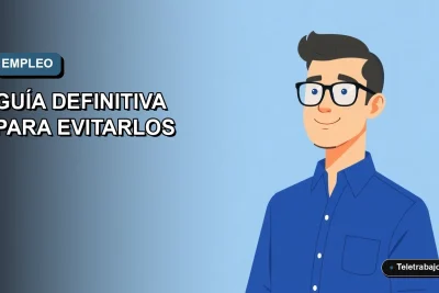 Ilustración plana vectorial de un trabajador masculino de tecnología con camisa azul, sobre un fondo degradado azul grisáceo. Espacio negativo a la izquierda.