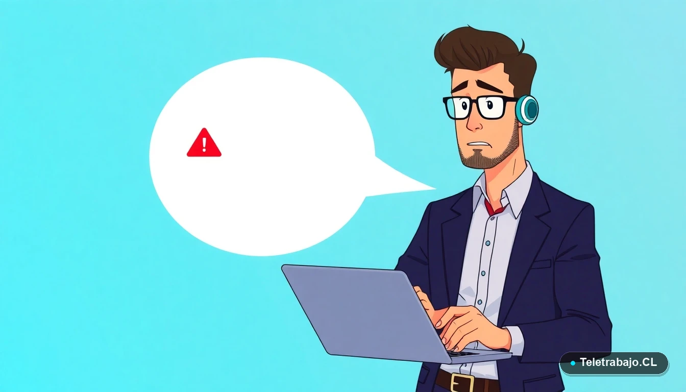Profesional chileno frustrado solucionando un error común de Power Query en Excel en su laptop