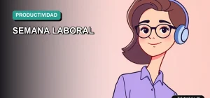 Ilustración vectorial plana de estilo moderno que representa la implementación de la semana laboral de 4 días en Chile, con un trabajador de oficina en un entorno corporativo limpio.