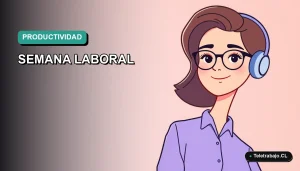 Ilustración vectorial plana de estilo moderno que representa la implementación de la semana laboral de 4 días en Chile, con un trabajador de oficina en un entorno corporativo limpio.