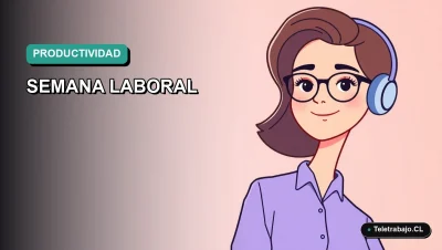 Ilustración vectorial plana de estilo moderno que representa la implementación de la semana laboral de 4 días en Chile, con un trabajador de oficina en un entorno corporativo limpio.