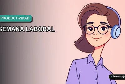 Ilustración vectorial plana de estilo moderno que representa la implementación de la semana laboral de 4 días en Chile, con un trabajador de oficina en un entorno corporativo limpio.