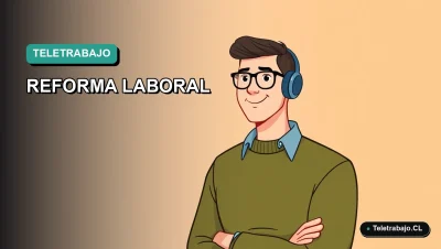 Ilustración vectorial plana y moderna en estilo Corporate Memphis de un trabajador masculino de teletrabajo, con fondo degradado de color verde azulado, representando el análisis de la cláusula de teletrabajo en la reforma laboral 2026.