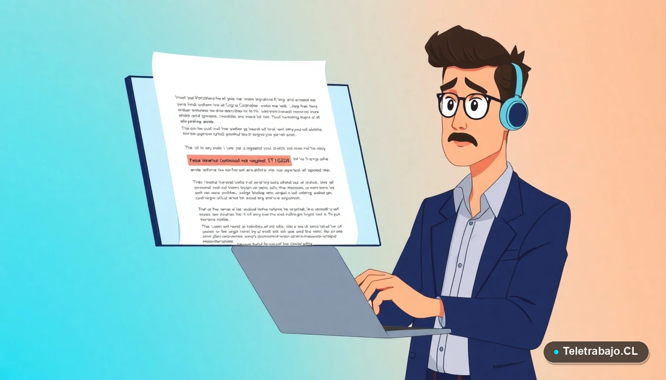 Profesional chileno revisando cláusula de teletrabajo en su computador portátil