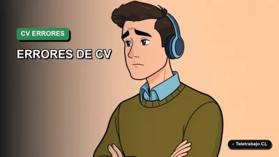 Ilustración vectorial plana de estilo premium que representa a un trabajador remoto masculino con expresión de preocupación, sobre un fondo degradado vacío, ilustrando el concepto de errores en el currículum para el mercado laboral chileno.