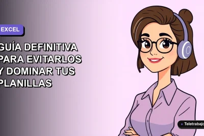 Ilustración plana corporativa de mujer profesional de tecnología remota con expresión de confianza, fondo degradado lavanda suave. Guía definitiva para evitar errores en Excel 2026.