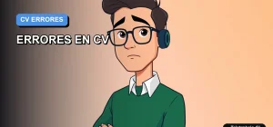 Ilustración vectorial plana de estilo premium que representa a un trabajador remoto masculino, con fondo degradado azul, sobre errores comunes en el currículum en Chile.
