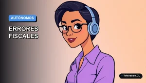 Ilustración vectorial plana y moderna de un trabajador autónomo en Chile, con fondo degradado azul, representando la gestión fiscal y contable.