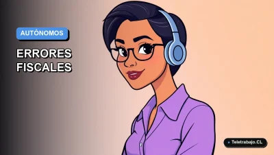 Ilustración vectorial plana y moderna de un trabajador autónomo en Chile, con fondo degradado azul, representando la gestión fiscal y contable.
