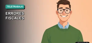 Ilustración vectorial plana corporativa de un hombre trabajando remotamente, representando los errores fiscales comunes del teletrabajo en Chile y la importancia de cumplir con el SII y la DT.