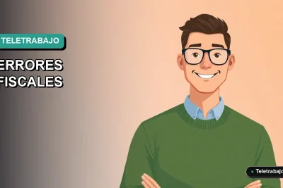 Ilustración vectorial plana corporativa de un hombre trabajando remotamente, representando los errores fiscales comunes del teletrabajo en Chile y la importancia de cumplir con el SII y la DT.