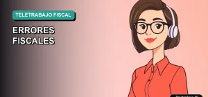 Ilustración vectorial plana premium de una mujer profesional trabajando remotamente, con fondo degradado suave, sobre errores fiscales del teletrabajo en dólares en Chile.