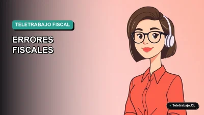 Ilustración vectorial plana premium de una mujer profesional trabajando remotamente, con fondo degradado suave, sobre errores fiscales del teletrabajo en dólares en Chile.