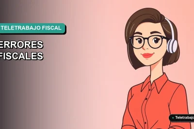 Ilustración vectorial plana premium de una mujer profesional trabajando remotamente, con fondo degradado suave, sobre errores fiscales del teletrabajo en dólares en Chile.