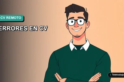 Ilustración vectorial plana de un trabajador remoto masculino de estilo Corporate Memphis, con fondo degradado de color teal, representando la postulación a trabajos remotos en Chile.
