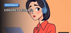 Ilustración vectorial plana corporativa de una mujer profesional trabajando de forma remota, con fondo degradado azul, representando conceptos de legislación laboral y fiscalización de la DT en Chile.