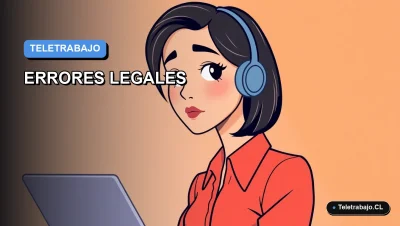 Ilustración vectorial plana corporativa de una mujer profesional trabajando de forma remota, con fondo degradado azul, representando conceptos de legislación laboral y fiscalización de la DT en Chile.