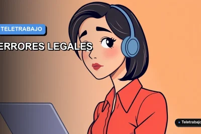 Ilustración vectorial plana corporativa de una mujer profesional trabajando de forma remota, con fondo degradado azul, representando conceptos de legislación laboral y fiscalización de la DT en Chile.