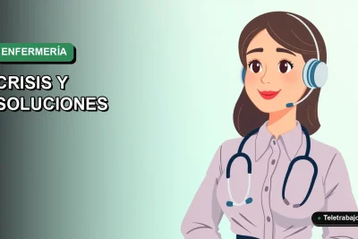 Ilustración plana vectorial de una enfermera profesional con estetoscopio, sobre un fondo degradado azul verdoso, espacio negativo a la izquierda.