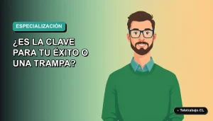 Ilustración vectorial plana de un trabajador masculino de tecnología, con suéter verde, mirando hacia un espacio vacío. Fondo con gradiente suave de color teal.