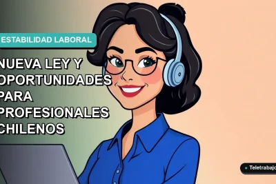Ilustración vectorial plana de una profesional de la salud chilena sonriente, con blusa azul, en estilo corporativo moderno, sobre fondo degradado suave teal.