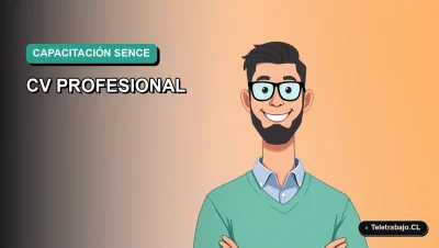 Ilustración vectorial plana de estilo Corporativo Memphis de un trabajador remoto masculino, con fondo degradado verde azulado, representando la capacitación profesional y el desarrollo de currículum.