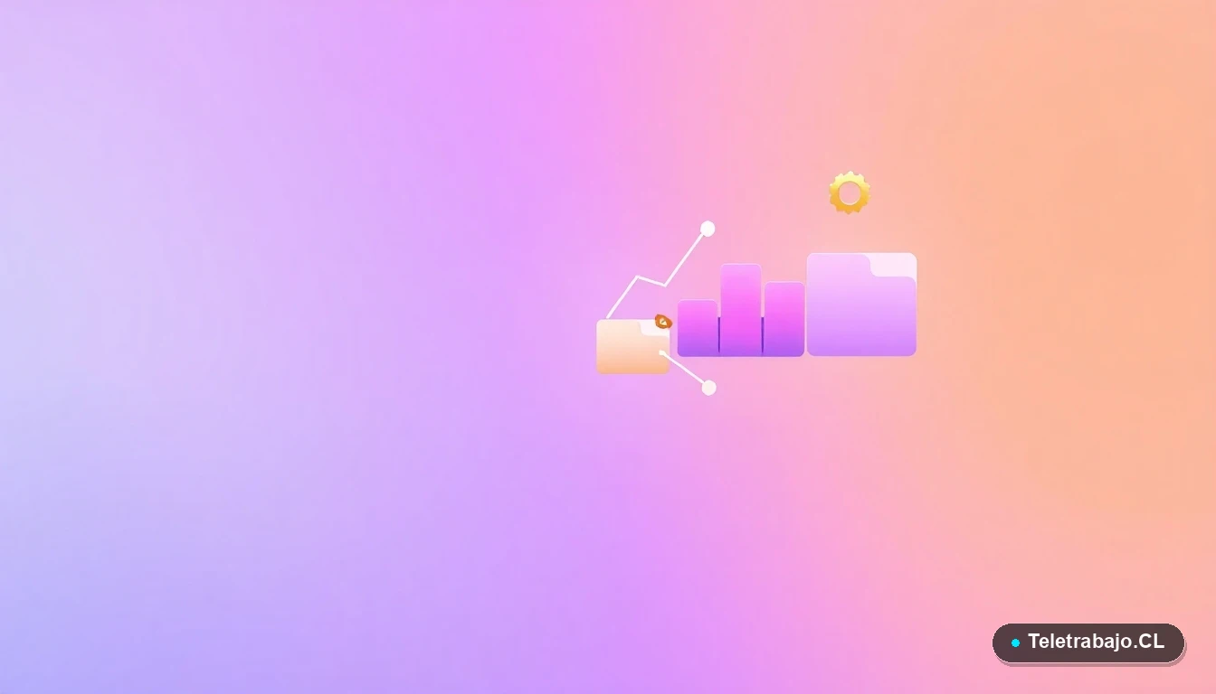 Ilustración abstracta de interfaz de usuario tecnológica con gráficos y iconos flotantes, sobre un fondo degradado lavanda, representando conceptos de planificación y datos.